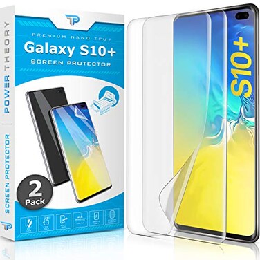 Power Theory Designed for Samsung Galaxy S10 PLUS Screen Protector Not Glass Easy Install Kit Case Friendly Full Cover Flexible Film Anti Scratch 2 Pack