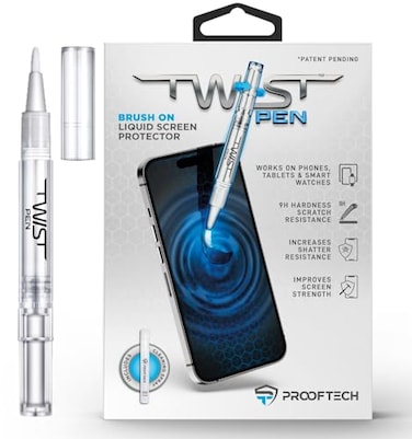 ProofTech TWIST PEN Liquid Glass Screen Protector for up to 10 Devices Brush On Scratch and Crack Resistant Nano Protection for All Phones Tablets Smart Watches Universal