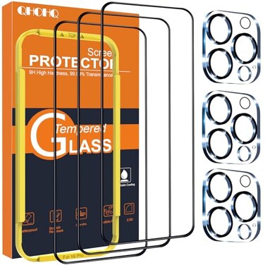 QHOHQ for iPhone 16 Pro Screen Protector with Camera Lens Protector Military Grade Shatterproof Top 9H Tempered Glass Full Edge Coverage Ultra Durable with Easy Installation Tool 33 Pack