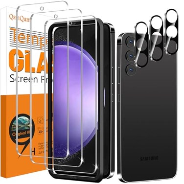 QsmQam 3 Pack Screen Protector for Samsung Galaxy S24 FE 3 Pack Camera Lens Protector Ultra HD Tempered Glass 9H Hardness Anti Scratch Easy Installation Case Friendly