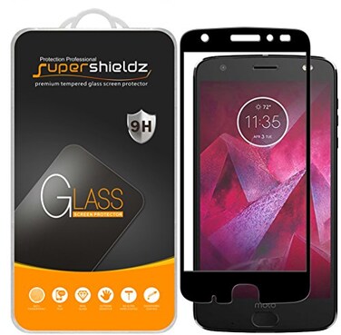 Supershieldz 2 Pack Designed for Motorola Moto Z2 Force Edition and Moto Z Force Edition 2nd Gen Tempered Glass Screen Protector Full Screen Coverage Anti Scratch Bubble Free Black