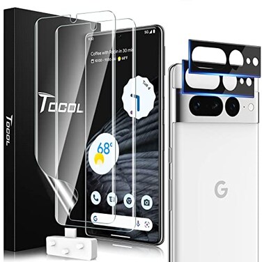 TOCOL 22 Pack for Google Pixel 7 Pro Screen Protector 2 Pack Screen Protector TPU 2 Pack Glass Camera Lens Protector Soft TPU Screen Protector for Pixel 7 Pro SelfHealing Alignment Kit
