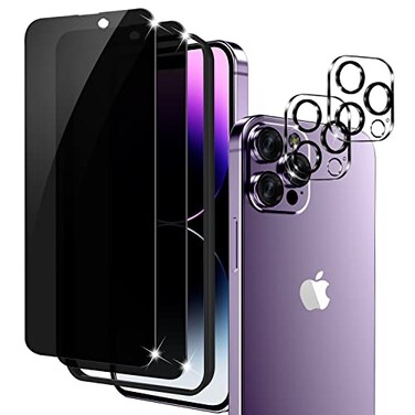 YMHML 2 Pack Compatible for iphone 14 Pro Max Privacy Screen Protector 2 Pack iphone 14 Pro Max Camera Lens Protector Anti Spy Tempered Glass Privacy Screen Compatible for iphone 14 Pro Max 67 Inch Ea