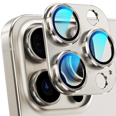YWXTW Designed for iPhone 16 ProiPhone 16 Pro Max Camera Lens Protector 11 Perfect Fit Full Coverage Matte Metal Tempered Glass Camera Screen Cover Accessories Case Friendly Natural Titanium