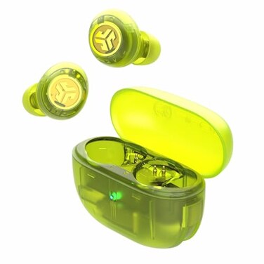 JLab Go Pop ANC True Wireless Earbuds Active Noise Cancelling Bluetooth Earbuds Transparent Neon Green