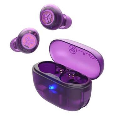 JLab Go Pop ANC True Wireless Earbuds Active Noise Cancelling Transparent Purple