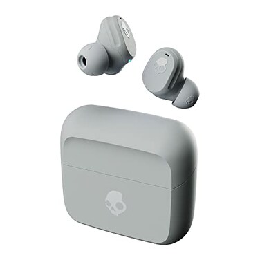 Skullcandy Mod Wireless Earbuds Bluetooth Headphones Up to 32 Hours Battery Noise Isolating Fit Sweat and Water Resistant Microphone for iPhone Android Light GreyBlue