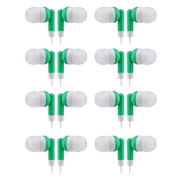 CN-Outlet CNOutlet Wholesale Earbuds Bulk Headphones Individually Bagged 50 Pack for iPhone Android MP3 Player for Schools Libraries Hospitals Green
