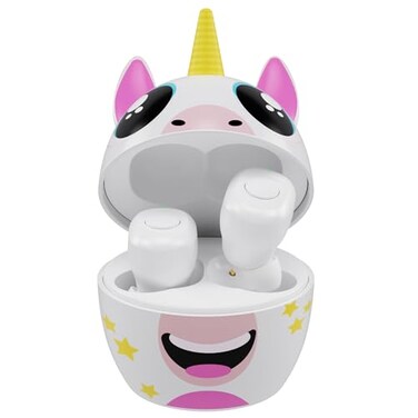 Coby Kids Wireless Earbuds Mini Bluetooth Earbuds for Children with Cute Charging Case Comfortable Gel Tips IPX4 WaterResistant Design 33Foot Range Up to 24Hour Playtime Unicorn