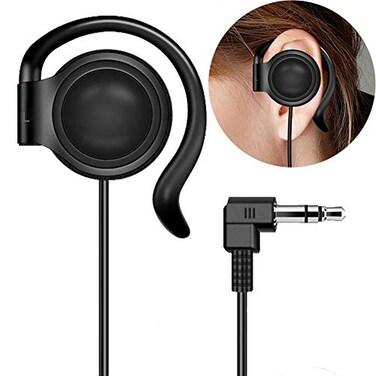 EXMAX Wired Single Headphones 35mm LeftSide Earphone One Ear EarHook Headphone for EXD101 ATG100T Wireless Tour Guide Receiver Radio Podcast Laptop MP3 Ear Bud LeftSide Earphone
