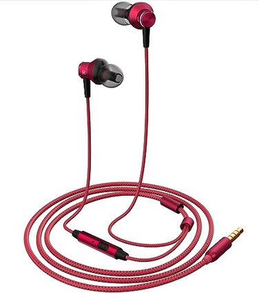 Aitalk in Ear Headphones MR01 Comfortable TangleFree Stylish Wired inEar Earbuds with Microphone Crystal Clear Sound Noise Isolating Earphones for iPhone iPod Samsung Laptop Computer Red