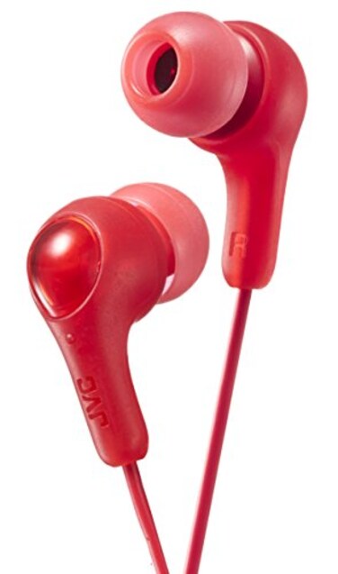 JVC Gumy in Ear Earbud Headphones Powerful Sound Comfortable and Secure Fit Silicone Ear Pieces SML HAFX7R Red