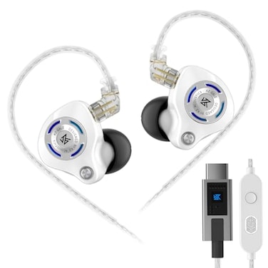 KZ Gale USB C Headphones Wired Earbuds for Samsung S25 S24 S23 FE S22 S21 S20 A53 A54 Type C IEM Earphone with Microphone Builtin DSP Sound Card for iPhone 16 Pro Pixel 9 Pro TypeC White