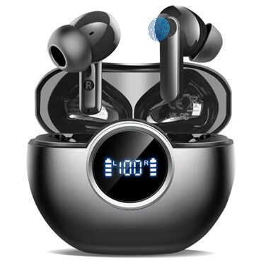 BUABMEQ Wireless Earbuds 2025 NEW Bluetooth 54 Headphones Bass 3D Stereo InEar Earphones with 4 ENC Noise Cancelling Mic 48H Playtime with LED Display IPX7 Waterproof for Laptop Pad Android iOS Black