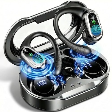 Rolosar Wireless Earbuds 2026 Bluetooth 54 Headphones Sport 60Hrs HiFi Stereo Deep Bass OverEar buds with ENC Noise Cancelling Mic IP7 Waterproof LED Display Earphones with Earhooks for WorkoutRunning