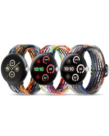 BlackPro Nylon Bands Compatible with Google Pixel Watch 3 Band 41mmPixel Watch 2 Band for Women Men Adjustable Stretchy Braided Straps with Upgraded Connector