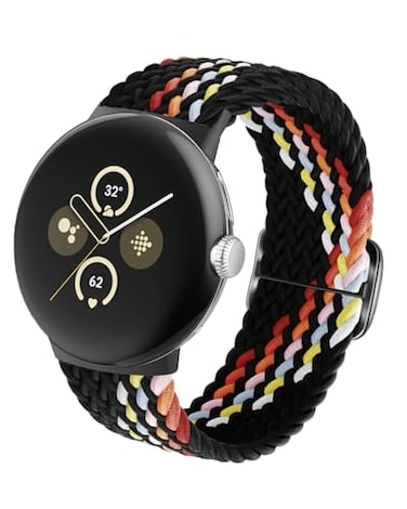 BlackPro Nylon Bands Compatible with Google Pixel Watch 3 Band 41mmPixel Watch 2 Band for Women Men Adjustable Stretchy Braided Straps with Upgraded Connector