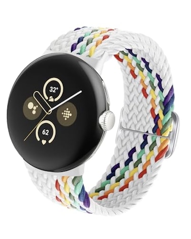BlackPro Nylon Bands Compatible with Google Pixel Watch 3 Band 41mmPixel Watch 2 Band for Women Men Adjustable Stretchy Braided Straps with Upgraded Connector