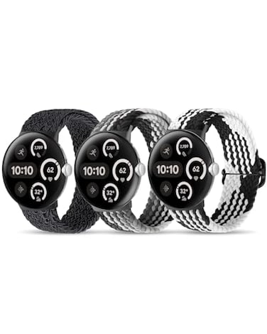 BlackPro Nylon Bands Compatible with Google Pixel Watch BandsGoogle Pixel Watch 2Pixel Watch 341mm Band for Women Men Adjustable Stretchy Braided Straps with Upgraded Connector for Pixel Watch Bands A