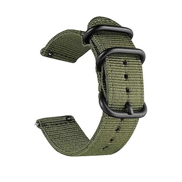 CNYMANY 20mm Universal Ballistic Watch Band Nylon Canvas Woven Loop Replacement Strap Wristband Buckle Fastener Adjustable Closure for Smartwatch Sport Fitness Tracker Green