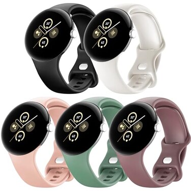 Farluya 5 Pack Watch Bands Compatible with Google Pixel 2Pixel 3Pixel 4 41mm for Women MenSoft Silicone Durable Sport Replacement Strap for Pixel Watch 41mm Smartwatch Accessories