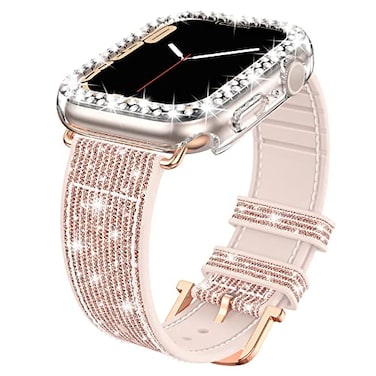 Goton Bling Silicone Band Case Compatible for Apple Watch 41mm with Edge Protector CoverNo Glass Strap Color Changes with Angle for iWatch Series 987 41 mm