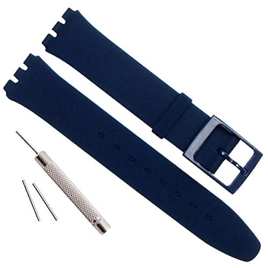 GREENOLIVE GreenOlive Ultrathin Replacement Waterproof Silicone Rubber Watch Strap Watch Band for Swatch Skin Series Navy Blue Retro