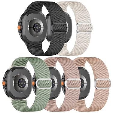 Huadea 5 Pack Stretchy Nylon Bands Compatible with Samsung Galaxy Watch 8 Band 40mm 44mmGalaxy Watch 8 Classic 46mm Solo Loop Soft Elastic Sport Strap Replacement Wristbands for Women Men