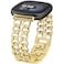 JR.DM JRDM Gold Watch Bands for Women Compatible with Fitbit Versa 4Versa 3Fitbit Sense 2Sense Band Adjustable Metal Strap Cowboy Steel Double Chain Bracelet