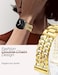 JR.DM JRDM Gold Watch Bands for Women Compatible with Fitbit Versa 4Versa 3Fitbit Sense 2Sense Band Adjustable Metal Strap Cowboy Steel Double Chain Bracelet