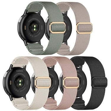 Kollody 5 Pack Stretchy Nylon Bands Compatible with Garmin Vivoactive 5Vivoactive 6Forerunner 16555 Watch20mm Soft Elastic Adjustable Replacement Sport Straps for Garmin Venu Sq 2 Women Men