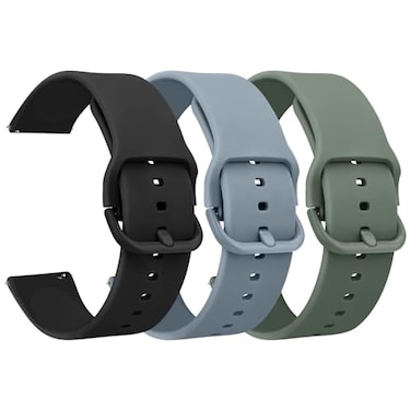 Meliya 3Pack Silicone Bands for TOZO S5S6S3 Smartwatch Bands Soft Silicone Sport Adjustable Replacement Straps for CMF Watch ProPro 2 Women Men BlackBlue GrayCactus