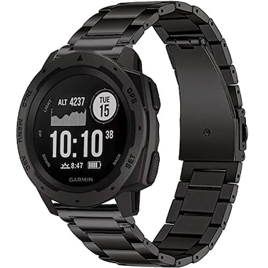 GARTOO Metal Band for Garmin Instinct 12 Solar Watch Bands Instinct 3 45mm Solid Stainless Steel Replacement Wristband Strap Men for Garmin Instinct TacticalTideEsportsSolar Instinct2Black