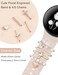 Minyee Floral Engraved Band Charms Compatible with Google Pixel Watch 43 41mm 21 Bands Women Cute Soft Silicone Flower Straps with Decorative Ring Loop for Pixel Watch 2 With Band Starlight