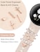 Minyee Floral Engraved Band Charms Compatible with Google Pixel Watch 43 41mm 21 Bands Women Cute Soft Silicone Flower Straps with Decorative Ring Loop for Pixel Watch 2 With Band Starlight