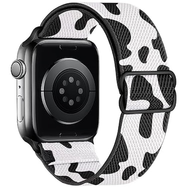 MITERV Stretchy Nylon Loop Bands Compatible with Apple Watch 38mm 40mm 41mm 42mm 44mm 49mm Adjustable Soft Elastics Strap Compatible with Apple Watch SE Ultra iWatch Series 87654321 Cow for
