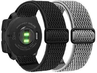 Olytop for Garmin Instinct 123 45mm Watch Bands 22mm Soft Elastic Stretchy Nylon Ultralight Wristband Replacement Strap Men Women for Garmin Instinct SolarTacticalEsportsTideSurf BlackGrey