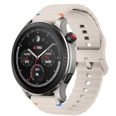 RosMank 22mm Silicone Watch Band Compatible with Amazfit TRex 3 Pro 48mmBalance 2BalanceBip 6Bip 5GTR 4GTR 3GTR 2GTR 47mm Wavy Replacement Strap for Amazfit CheetahStratos 32s White