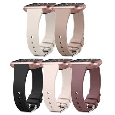 Tobfit Slim Bands for Fitbit Versa 2 Bands Women Men Soft Silicone Waterproof Watch Strap Wristband Replacement for Fitbit VersaLiteSE Smartwatch 5 Pack Small