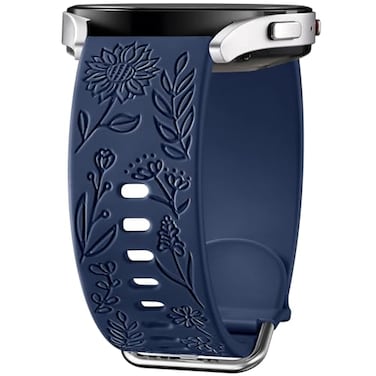 SNBLK Galaxy Watch 5 Band 40mm44mm Soft Silicone Flower Design Navy Blue
