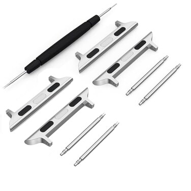 Amzpas Spring Bar Apple Watch Adapter Connector for Apple Watch Stainless Steel Connector Replaceable Metal Connection Adapter with Replacement Tool for Apple Watch Bands Straps 20mm22mm 2 pairs Silve