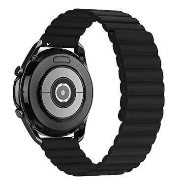 Tasikar 22mm Bands Compatible with Samsung Galaxy Watch 3 45mm Band Silicone Magnetic Clasp Double Sided Wearable Replacement Bracelet Strap for Watch 46mm Black