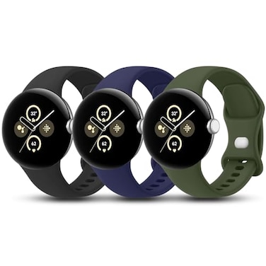 Tobfit 3 Pack for Google Pixel Watch Bands Silicone Sport Strap Compatible with Google Pixel Watch 3 41mm 21 Waterproof ReplacementWristband Women Men