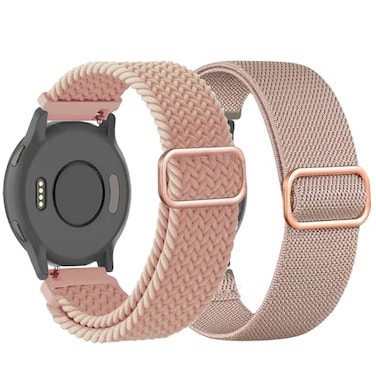 TUCOMO 2 Pack Braided Stretchy Nylon Watch Bands Compatible with Garmin Vivoactive 4SVenu 2SVenu 3SVivomove 3S 18mm Loop Elastic Fabric Straps for Garmin Forerunner 255SForerunner 265S Women Men
