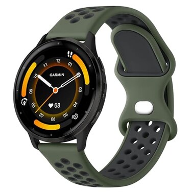 Vancle Bands Compatible with Garmin Forerunner 965 265 255 Watch Band Garmin Vivoactive 4Venu 3Venu 2 Soft Silicone Sport Replacement Strap for Women Men Dark GreenBlack