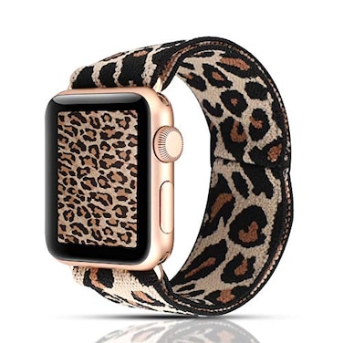 YOSWAN Stretchy Loop Strap Compatible for Apple Watch Band 41mm 40mm 38mm iWatch Series SE7654321 Stretch Elastics Wristbelt CheetahLeopard Light Brown 38mm40mm41mm