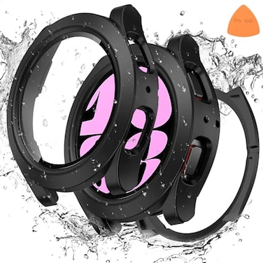 Goton 2 in 1 Waterproof Case for Samsung Galaxy Watch 7 6 5 4 FE 44mm 40mm 360 Protective Hard PC Front Back Bumper with Tempered Glass Screen Protector for Galaxy Watch Cover 6 44mm