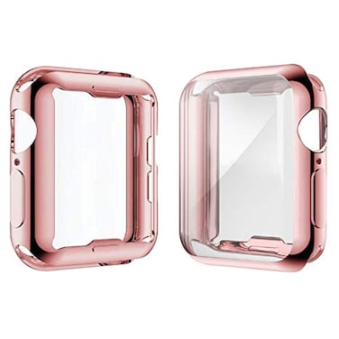 JULK 2Pack 44mm Case for Apple Watch New SE 3 2025 Series SE 65 4 Screen Protector Overall Protective Soft Case TPU HD UltraThin Cover for iWatch 1 Rose Pink 1 Transparent