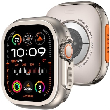 Amizee 2 in 1 Metal Case Compatible with Apple Watch Ultra 321 49mm with Back Cover Rugged Shockproof Protective Bumper Cover for iWatch 49mm Titanium