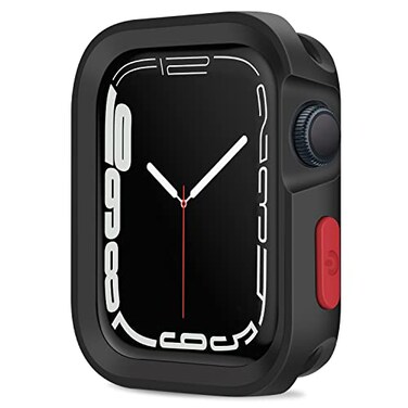 Amizee Rugged Case Compatible with Apple Watch Case Series 987 45mm SE 321 Series 654 44mm Soft TPU Shockproof Bumper Drop Proof Protective Cover Compatible with iWatch Black